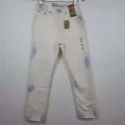 Levi's 501 Jeans Women's Size 25x30 White Tie Dye Denim Button Fly