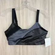 Beyond Yoga Sports Bra Large Shimmer and Shine Black Gray Workout Mesh Unpadded