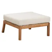 Landis Teak &amp; Olefin Footstool, Natural Sanded &amp; Beige