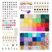 Clay Beads Bracelet Making Kit, Flat Preppy Beads for Friendship Bracelets, Polymer Clay Beads with Charms for Jewelry Making, Crafts Gifts