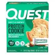 New QUEST White Chocolate Macadamia Soft 5g Protein Cookies 8.18oz (1 Box)