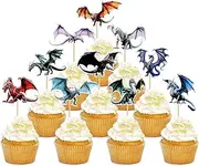 Ercadio 32 Pack Dragon Cupcake Toppers Wild Dragon Cake Picks Wild Dragon Cupcake Topper Dragon Cupcake Toppers Picks for Dragon Themed Party Kids Birthday Party Decor Supplies