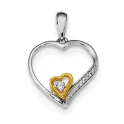 14k White/Yellow Gold Real Diamond Pendant