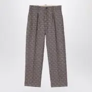 [GUCCI] Wool flannel trousers with brown GG pattern 8 Y Brown
