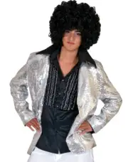 Disco Jacket Silver Adult Men's Costume Lined Sequin Funny Fashion