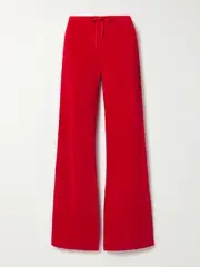 [Balenciaga] Balenciaga - Distressed Cotton-velour Track Pants - Red - L L Red
