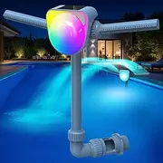 Ksheat Pool Fountain with Lights, 2-in-1 Solar Pool Fountains for Inground Pools, 360°Adjustable Dual Spray Pool Sprinkler Fountains, Dynamic Lighting Above Ground Pool Water Fountain Pool Waterfall