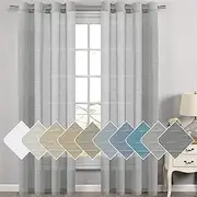 Smarcute Natural Linen Blended Curtains Semi Sheer Textured Linen Curtain Draperies Light Filtering Privacy Eyelet Winow Curtain Casual Draperies - Dove Grey, Sold Pair, Each Piece 132 x 274 - cm
