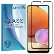 [2 Pack] Full Coverage Samsung Galaxy A32 4G Tempered Glass Crystal Clear Premium 9H HD Screen Protector by MEZON (A32, 9H Full)