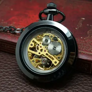 新款蒸汽朋克動漫個性復古機械懷錶 男女錶 鏤空無蓋羅馬學生掛錶