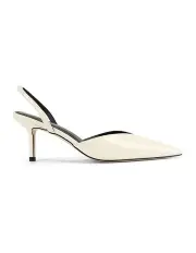 [Siren] Yoco Slingback Kitten Heels in Chalk White Patent Leather