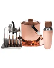 Godinger Acacia Wood & Copper 9pc Bar Tool Set