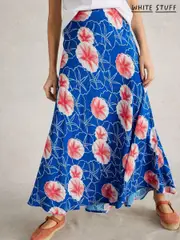 White Stuff Blue Hope Bias Cut Maxi Skirt (W38197) | $136