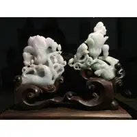 在飛比找蝦皮購物優惠-【CHUN珠寶】天然翡翠A貨 紫羅蘭春帶彩君子蘭花擺件 附鑑