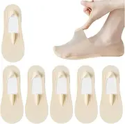 [WUSJCOF] Women's Invisible Socks, 6 Pairs of Non-Slip Ankle Socks, Breathable and Lightweight, Invisible Socks for Loafers, Ballerinas and Boat Shoes