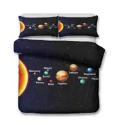 v5626 Bed Sheets Space Galaxy Solar System Rockets and Planets Gift Duvet Cover Set Soft Bed Sheets IU5626