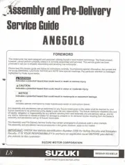 Genuine Suzuki Assembly and Pre-Delivery Service Guide/Manual AN650 2018