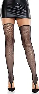 [Leg Avenue] Womens Fishnet Toe Loop Footless Thigh Highs, BLACK, Black, One Size