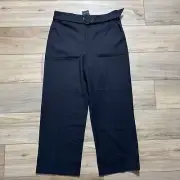 Club Monaco Enamel Ring Wool Blend Straight Leg Pants Size 10 Black Ankle Length