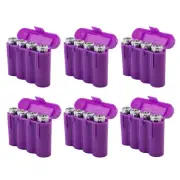 Six (6) EBC Battery AA AAA Purple Plastic Battery Storage Case Holder Box