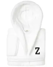 Linum Home Textiles Personalized Linum Kids Large Super Plush Hooded Bathrobe with Black Bookman Font (Monogrammed A-Z)