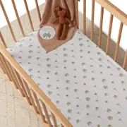 Fitted Cot Sheet In Green Palm - Tropical Nursery Decor