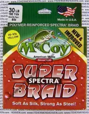 McCoy Fishing Line Braid Hi Vis Yellow Spectra 150yd Spool 30LB Test 8LB Diamete