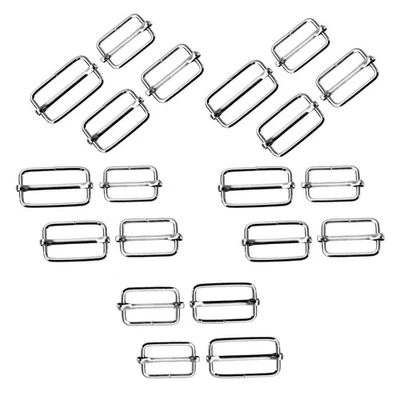 20x Slide Buckle Webbing Slider Silver Slider Strap for Bag Making Fasteners
