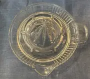 Vintage Ribbed Glass Citrus Reamer Juicer Pour Spout Thumb Handle Pressed Glass