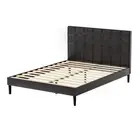Artiss Bed Frame Double Size Led Black Ravi leather,plywood,pvc Double Bed Frame