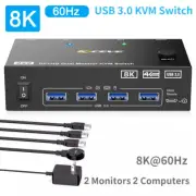 2 Port HDMI +DisplayPort DP USB KVM Switch Dual Monitor 4K 60Hz 2X2 KVM Switcher