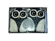 AROMA HOME click & heat OWL hand warmers NEW NIB 2 reusable gel packs bird NICE