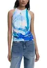 Desigual Women Top Light blue Designer Blouse Elegant Chic Fashion Stylish