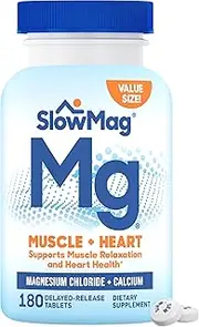 Slow-Mag Mg Muscle + Heart Magnesium Chloride with Calcium Supplement, 180Count