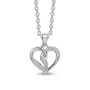 Natural Diamond Accent Beaded Entwined Half-and-Half Heart Pendant in Sterling Silver