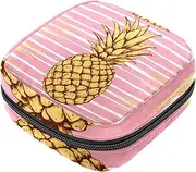 Sanitary Napkin Storage Bag,Period Bag,Fruit Pink Striped Pineapple,Sanitary Bags for Feminine Products