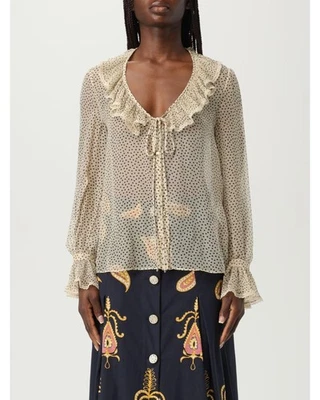 Valentino Ruffled Polka Dot Blouse Women Beige Shirts & Tops