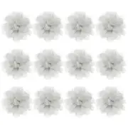 12-Pack Chiffon Flowers 2.76 x 2.76" Fabric Flowers for Craft [Gray]