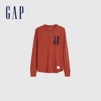 在飛比找蝦皮商城優惠-Gap 男裝 Logo復古亨利領長袖T恤 1969復古經典系