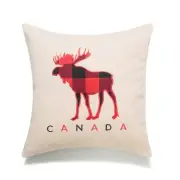 Buffalo Check Moose With Canada And Microgel Feather Like Insert Pillow