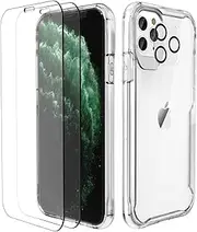 ORETech Designed for iPhone 11 Pro Max Case with 2 x Screen Protector Tempered Glass&1 Camera Lens Protector for iPhone 11 Pro Max Non-Yellowing Shockproof Transparent Case for iPhone 11 Pro Max-Clear