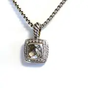 DAVID YURMAN NEW Albion 7mm White Topaz Pave Diamond Sterling Silver Necklace