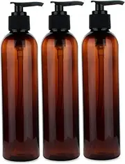 Large Brown Plastic Soap Dispenser Bottles,3 Pack 1000ml Empty Lotion Pump Bottles, BPA-Free Refillable Plastic 8 Oz Amber PET Containers, Great for - Soap, Shampoo, Lotions