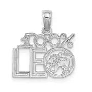 14K White Gold Wg 100% Leo Zodiac Charm