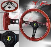 350mm Light Wood Black Center Steering Wheel Jdm Vip Beginner Leaf Button Horn (for: Volkswagen)