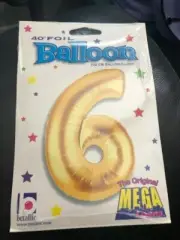 40" Number 6 - Gold Megaloon Foil Mylar Party Balloon, Pack of 1 by Betallic New