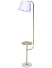 [Sarantino] End Table Floor Lamp Marble & Metal