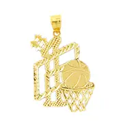 14K Gold #1 Basketball Pendant