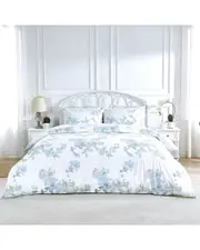 Melange Home 200 Thread Count Cotton Percale Jardin De Rose Duvet Set