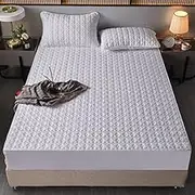 Microfibre Quilted Mattress Topper, Mattress Protector, Underbed, Breathable, Heat-Regulating, Bed Topper, Mattress Protector, Soft Topper, 180 x 200 cm + 25 cm
